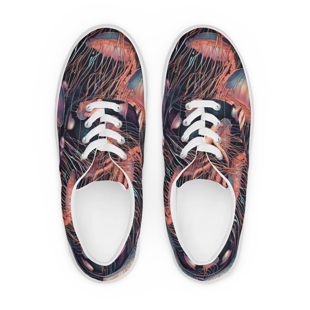 Neon Medusa on Men's Lace-Up Canvas Shoes — Front