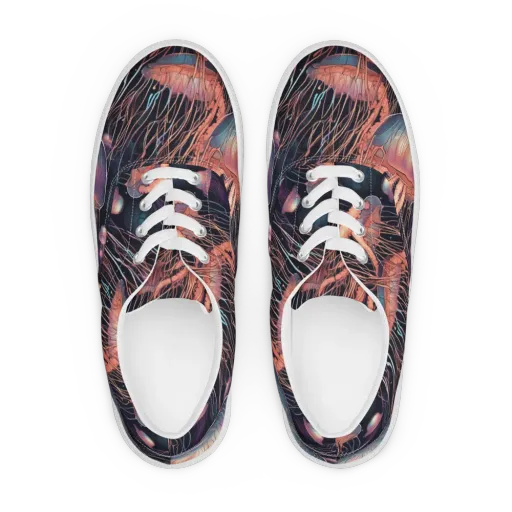 Neon Medusa on a Men's Lace-Up Canvas Shoes