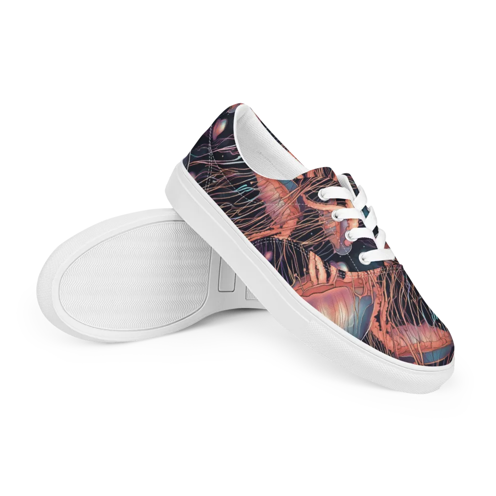 Neon Medusa on Men's Lace-Up Canvas Shoes — Right Front
