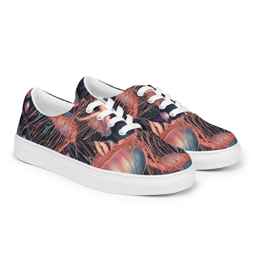 Neon Medusa on Men's Lace-Up Canvas Shoes — Right Front