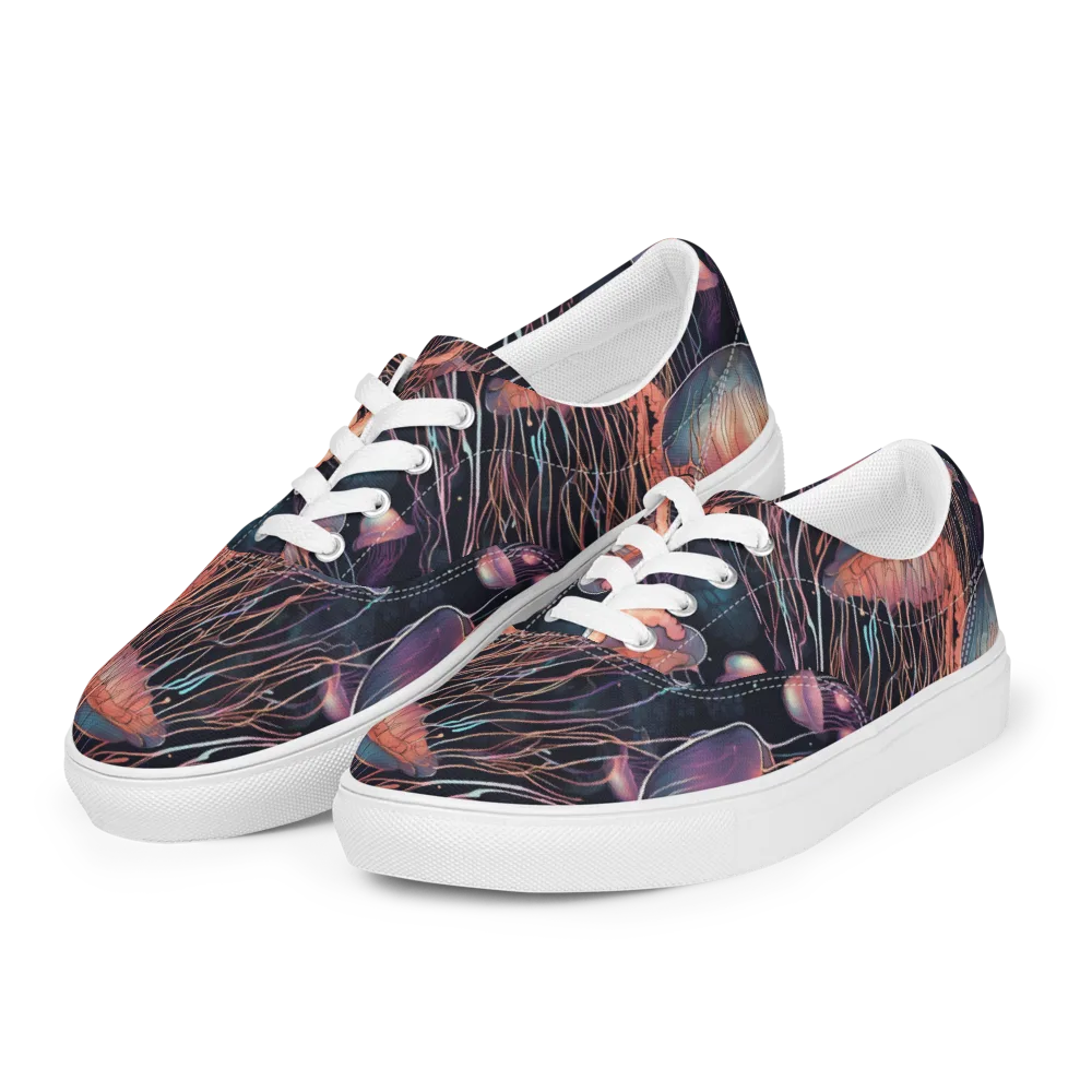 Neon Medusa on Men's Lace-Up Canvas Shoes — Left Front