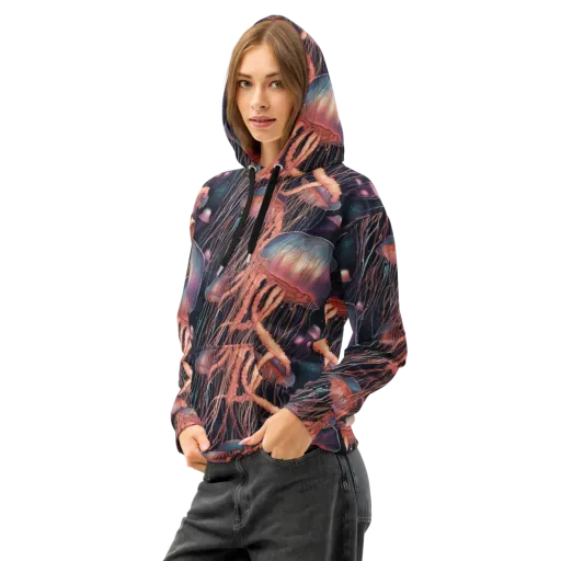 Neon Medusa on a Cotton Hoodie