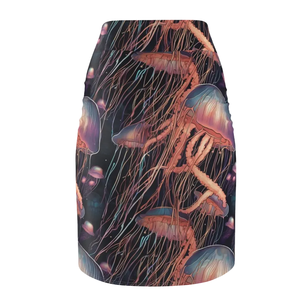 Neon Medusa on Pencil Skirt — Back