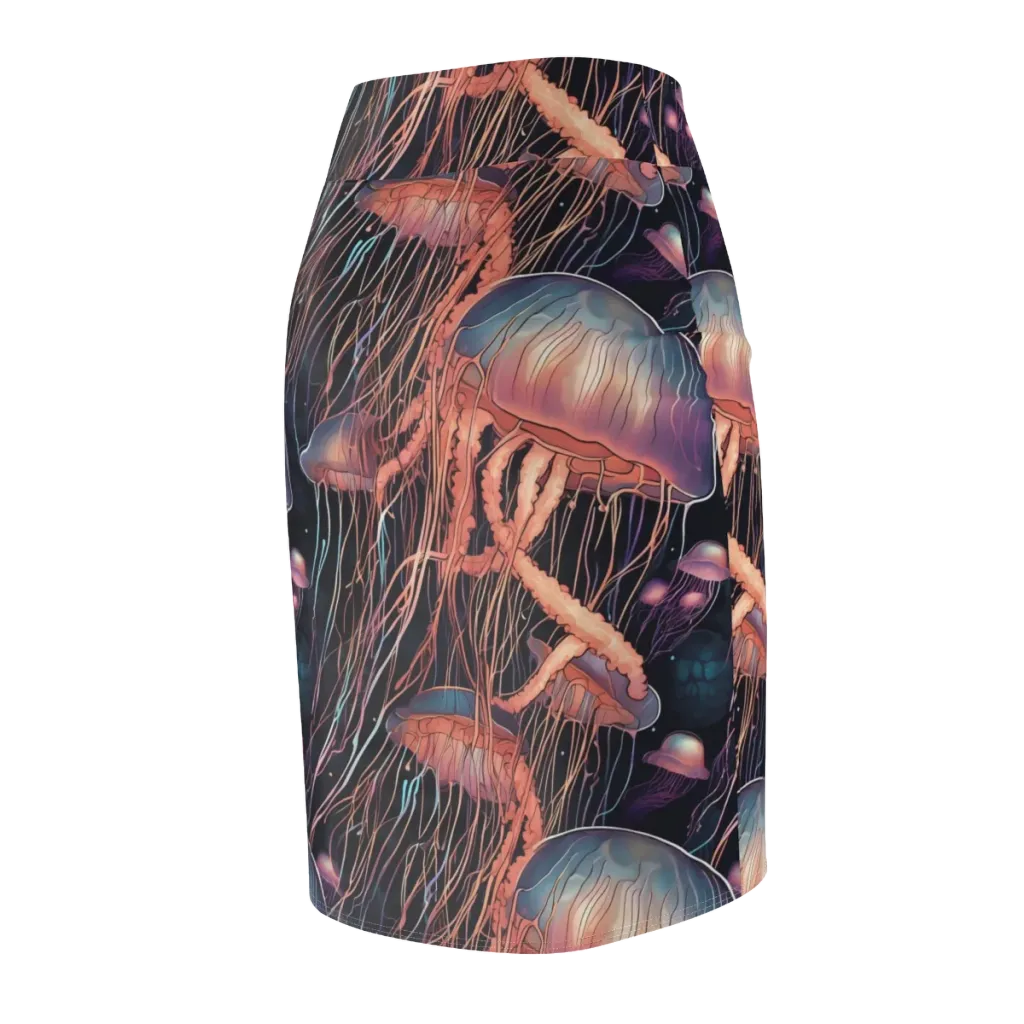 Neon Medusa on Pencil Skirt — Back Side