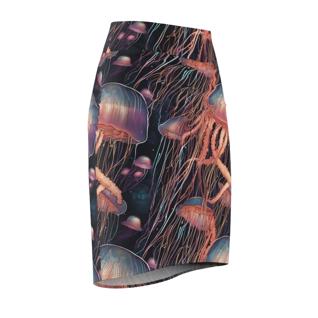 Neon Medusa on Pencil Skirt — Front Side