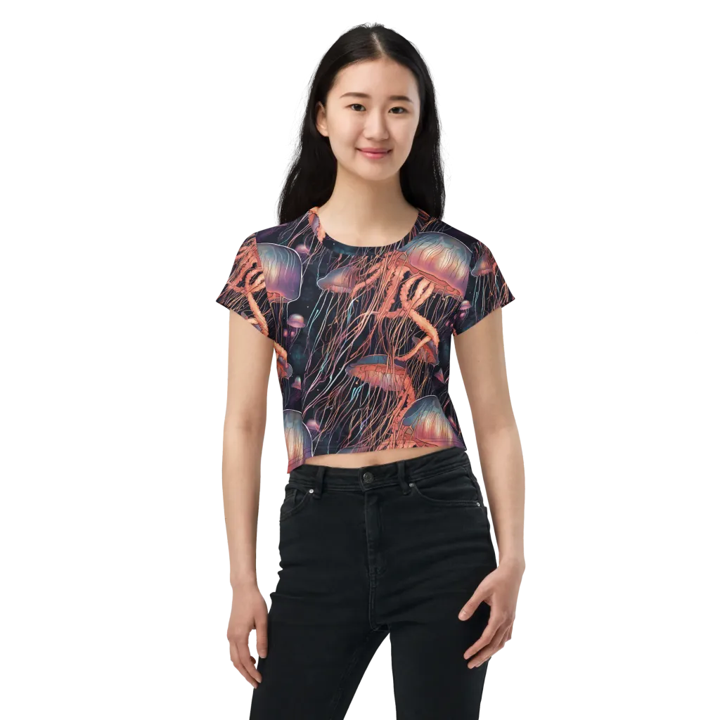 Neon Medusa on Crop Tee — Front