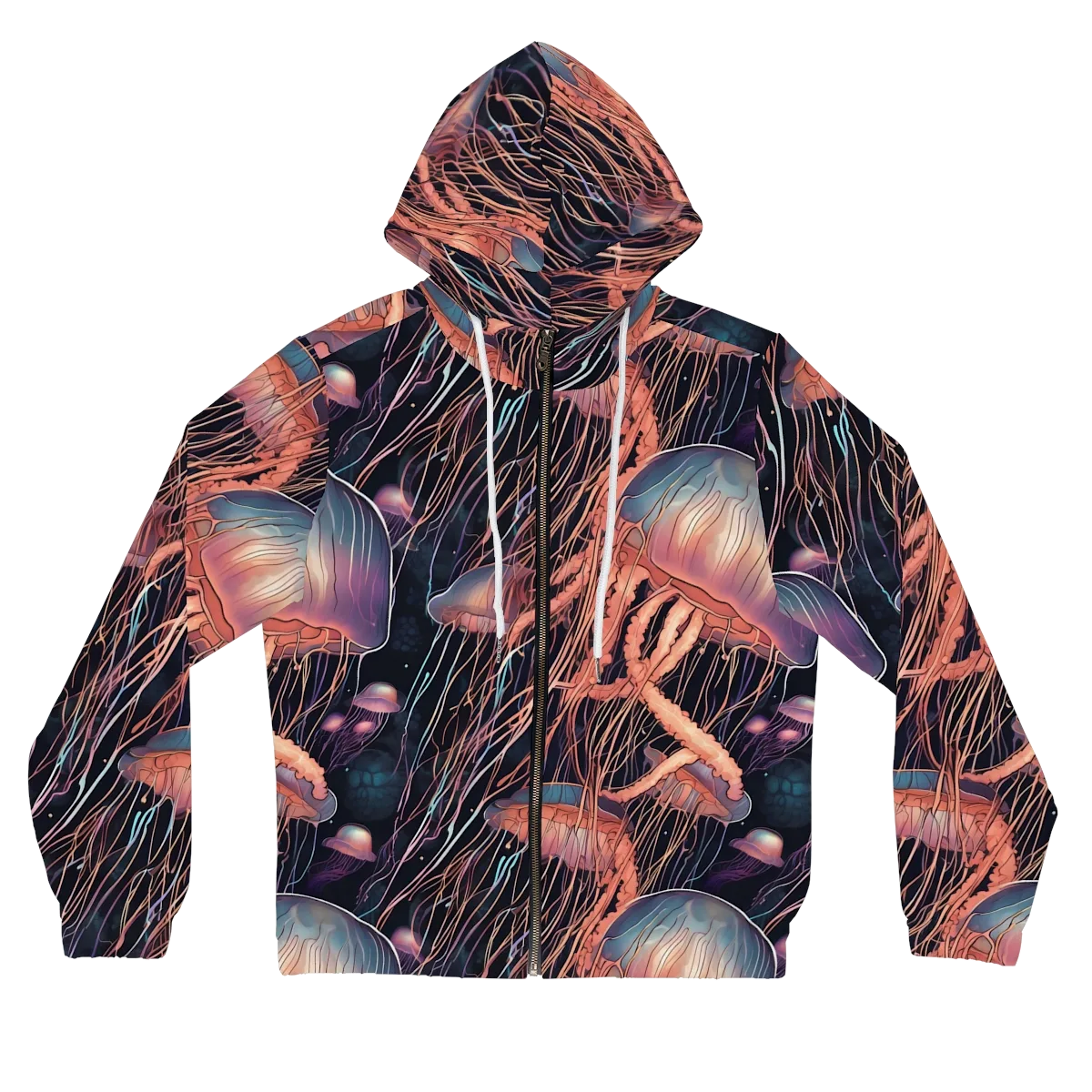 Neon Medusa on Women's Full-Zip Hoodie — Front