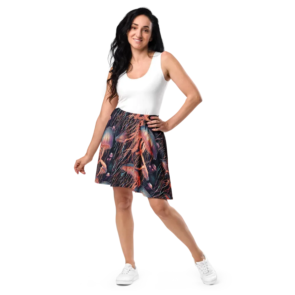 Neon Medusa on Skater Skirt — Front