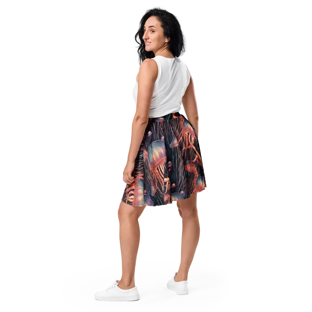 Neon Medusa on Skater Skirt — Back