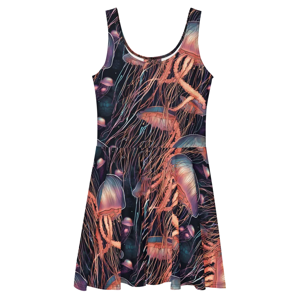 Neon Medusa on Skater Dress — Front