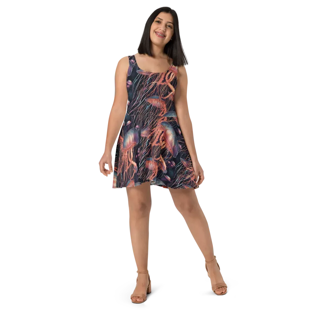 Neon Medusa on Skater Dress — Front