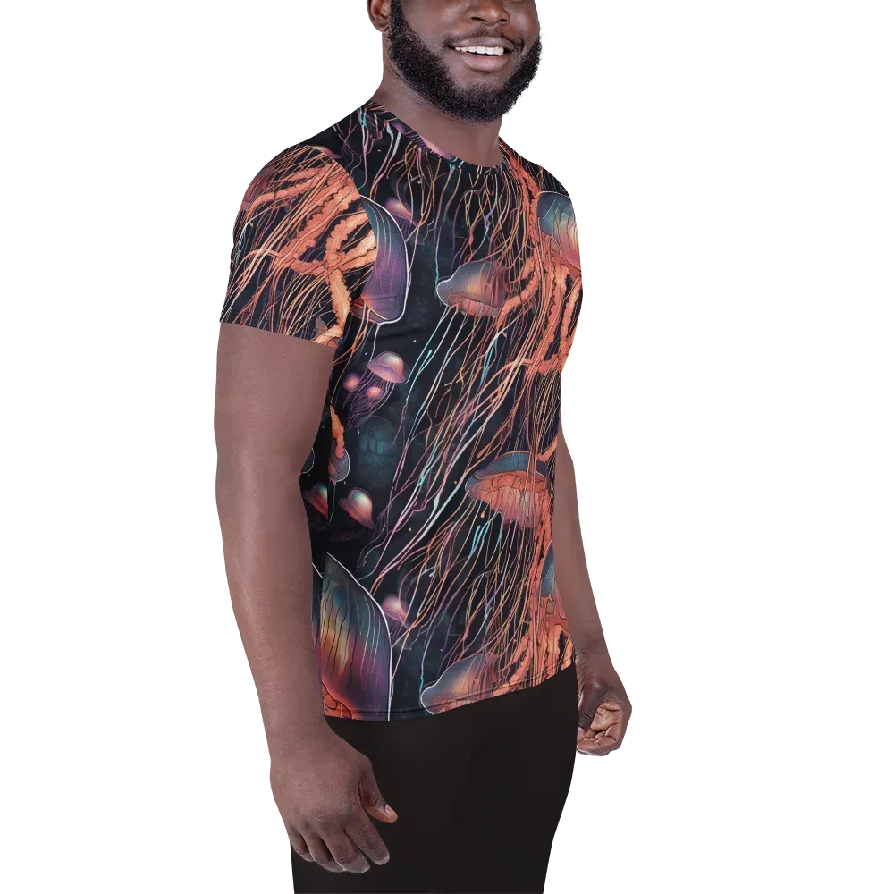 Neon Medusa on Men's Athletic T-Shirt — Right