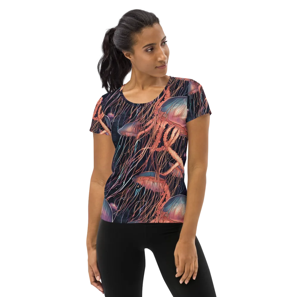 Neon Medusa on Women's Athletic T-Shirt — Front