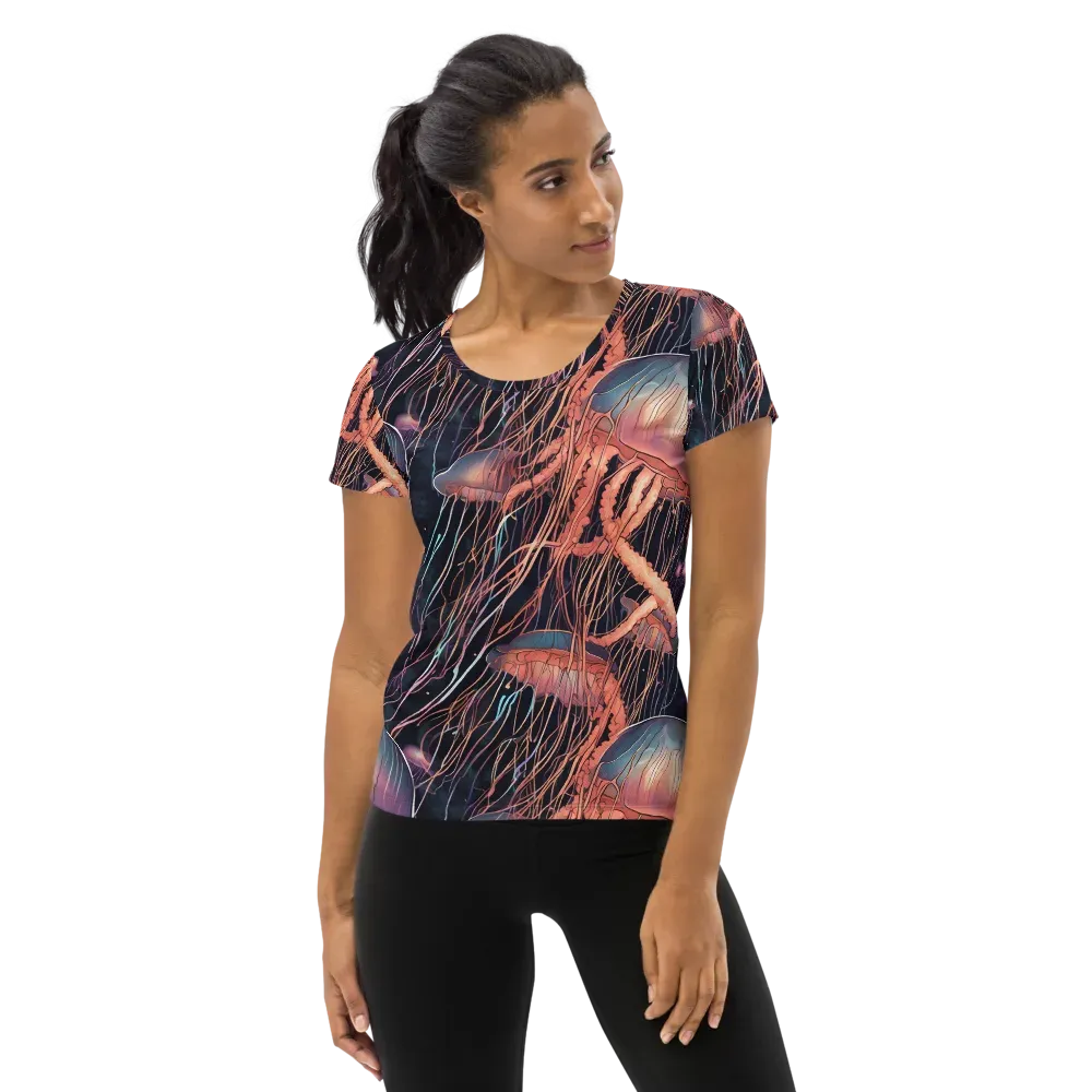 Neon Medusa on Women's Athletic T-Shirt — Front