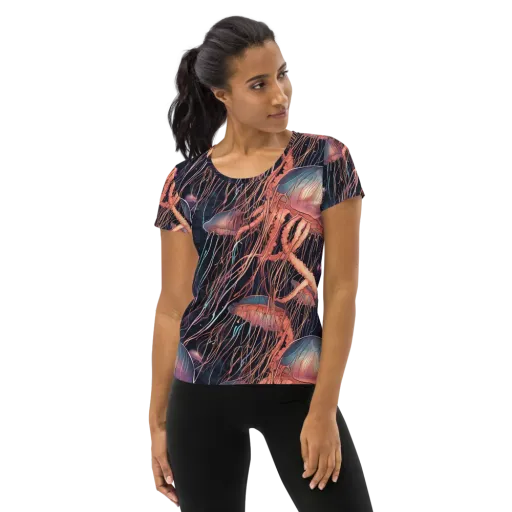 Neon Medusa on a Women's Athletic T-Shirt