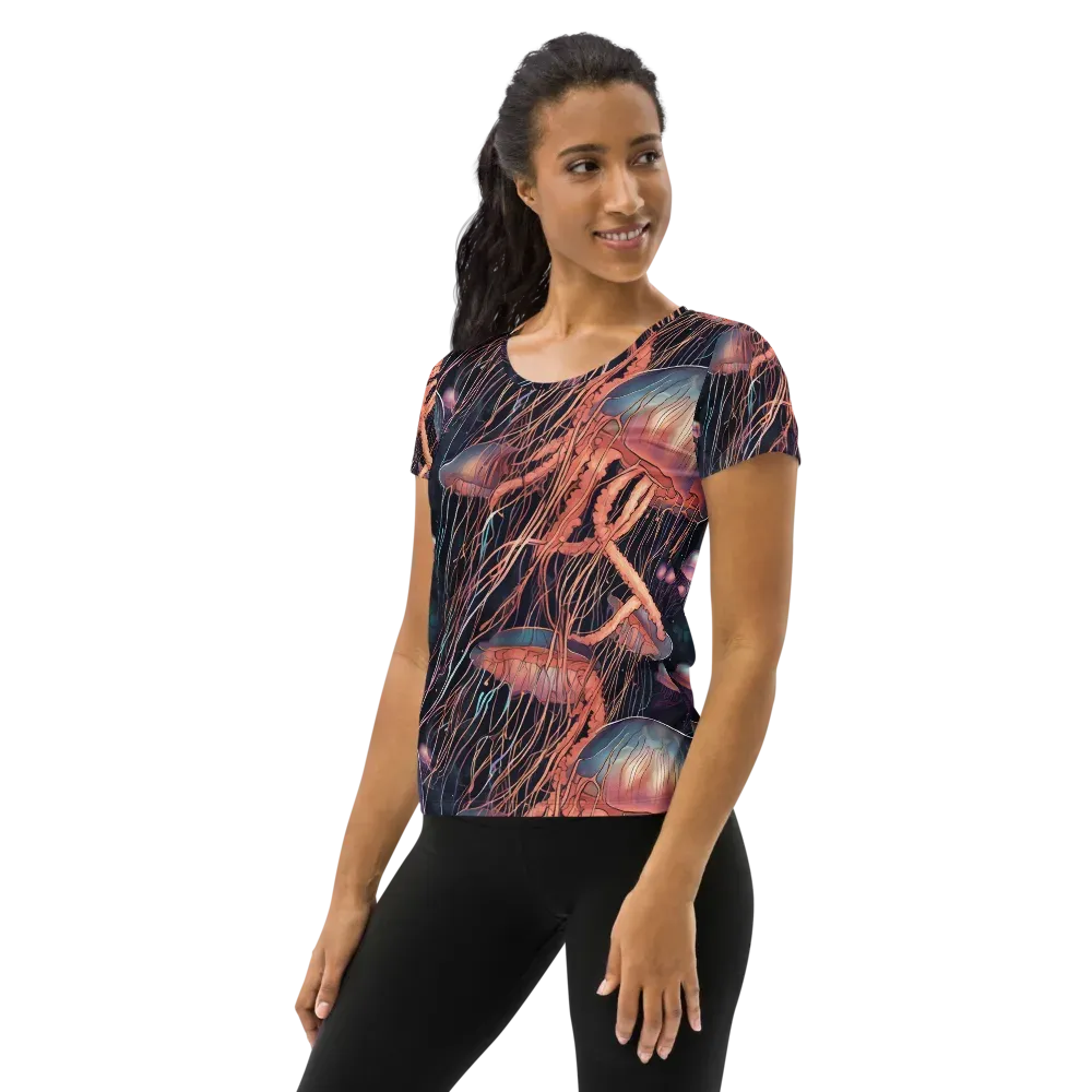 Neon Medusa on Women's Athletic T-Shirt — Left