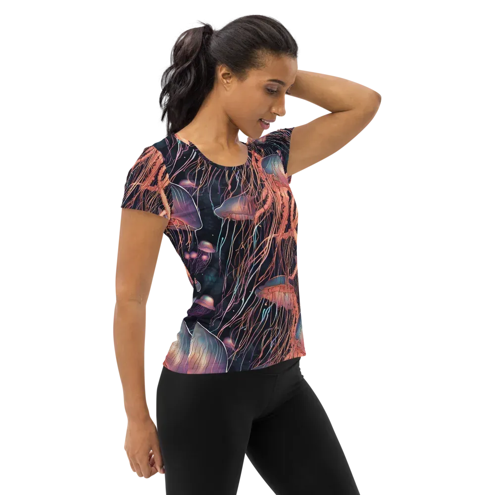 Neon Medusa on Women's Athletic T-Shirt — Right