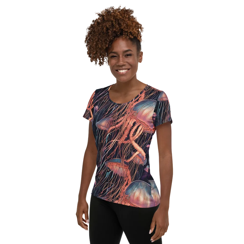 Neon Medusa on Women's Athletic T-Shirt — Left