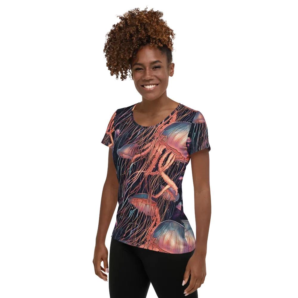 Neon Medusa on Women's Athletic T-Shirt — Left
