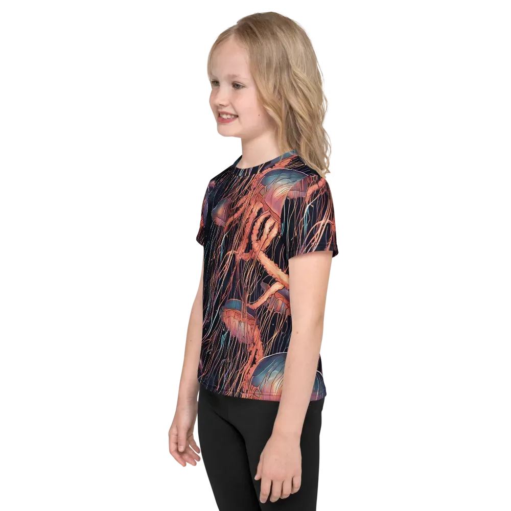 Neon Medusa on Kids Crew Neck T-Shirt — Left