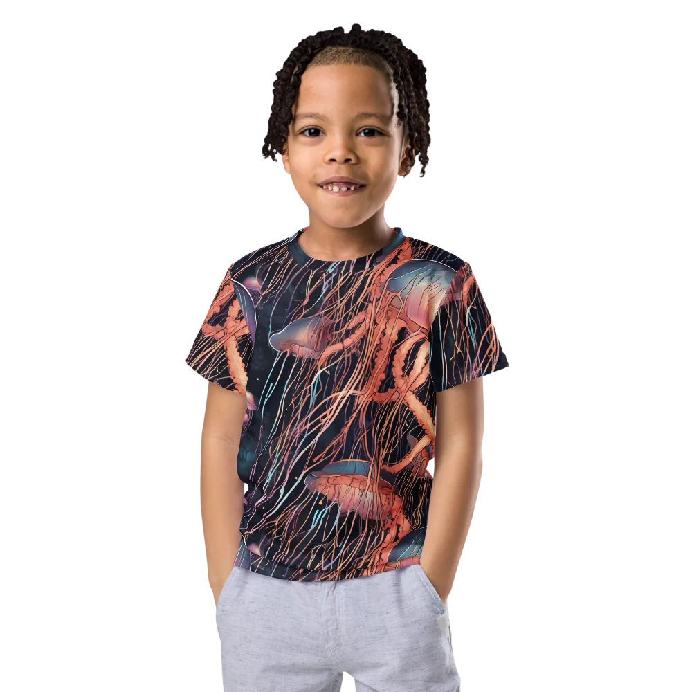 Neon Medusa on Kids Crew Neck T-Shirt — Front