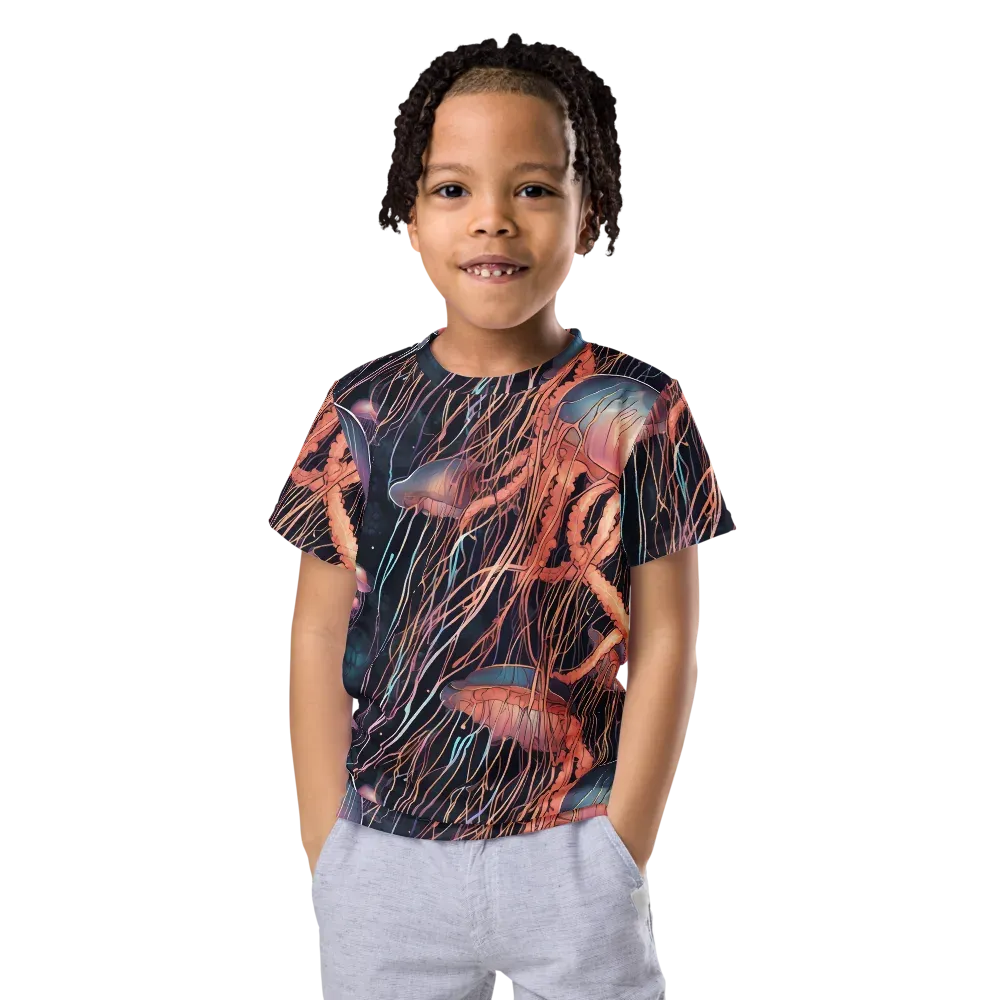 Neon Medusa on Kids Crew Neck T-Shirt — Front