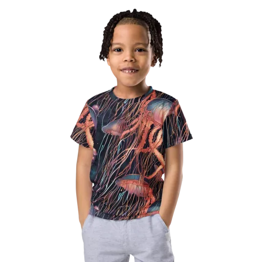 Neon Medusa on a Kids Crew Neck T-Shirt