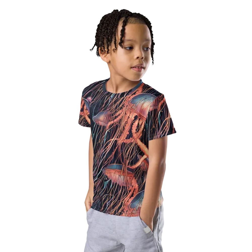 Neon Medusa on Kids Crew Neck T-Shirt — Left Front