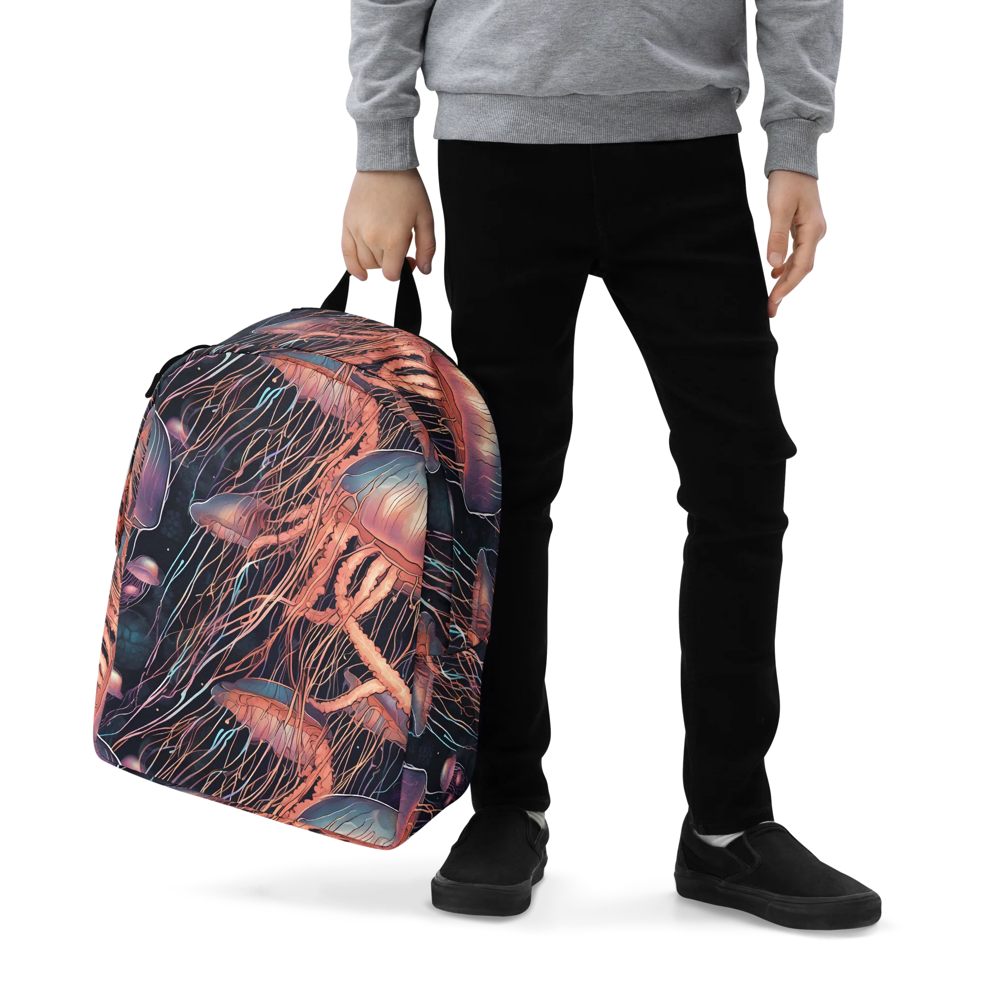 Neon Medusa on Minimalist Backpack — Zoomed-in
