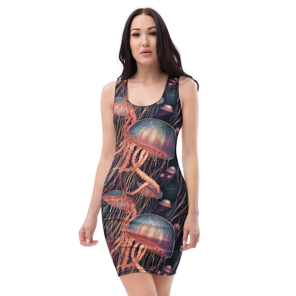 Neon Medusa on Bodycon Dress — Front