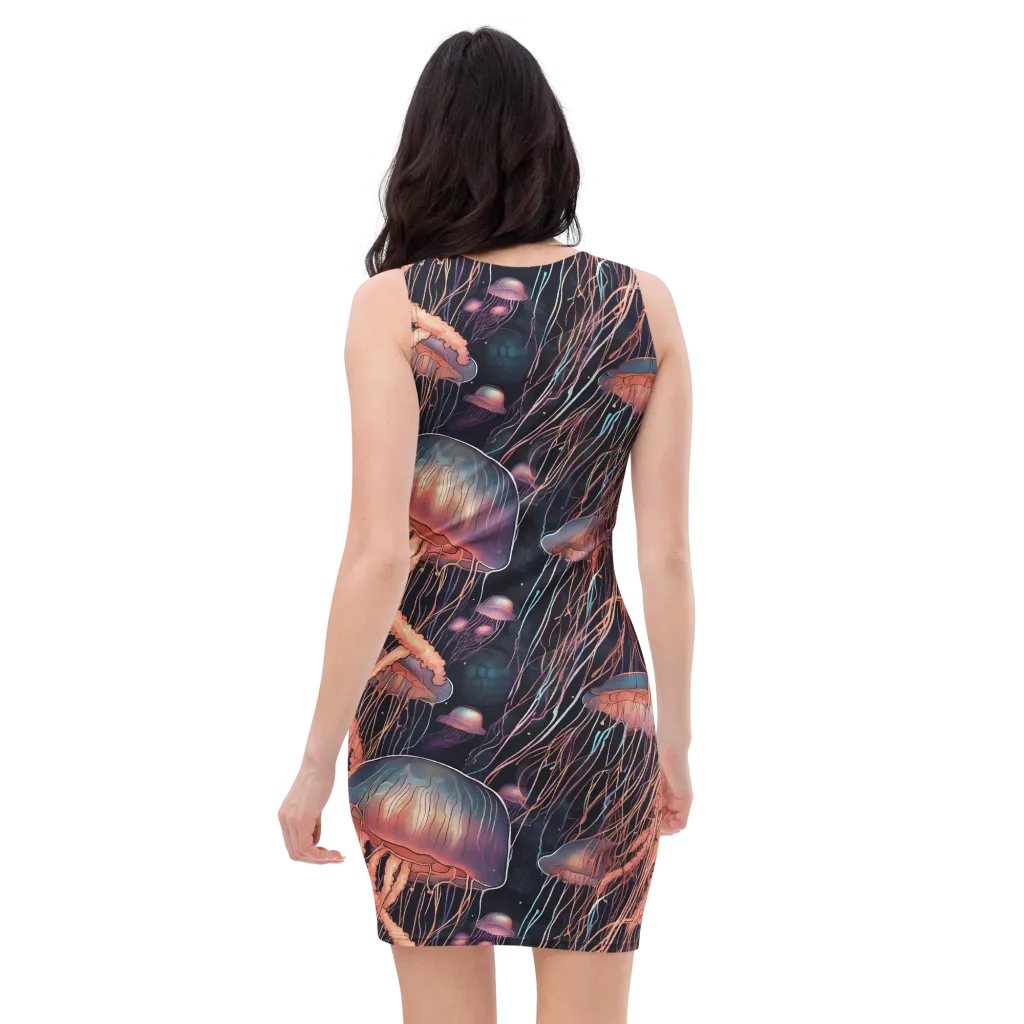 Neon Medusa on Bodycon Dress — Back