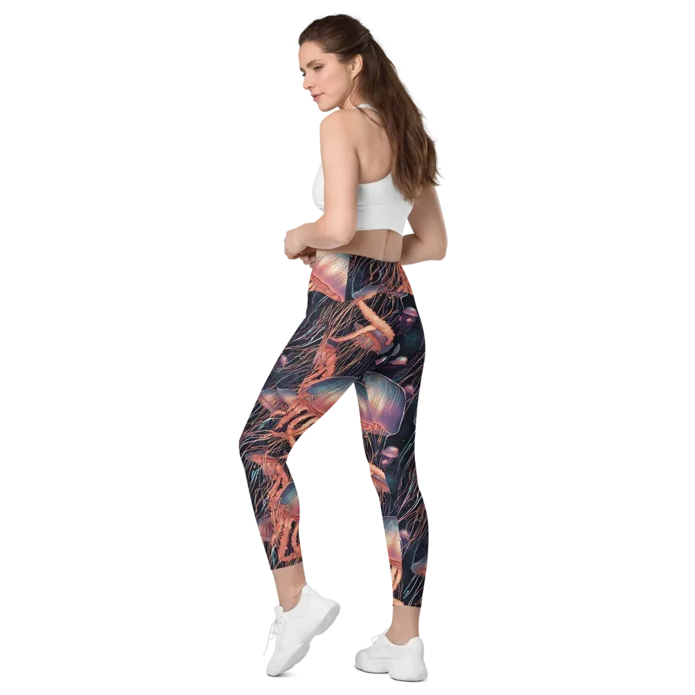 Neon Medusa on Leggings with Pockets — Left Back