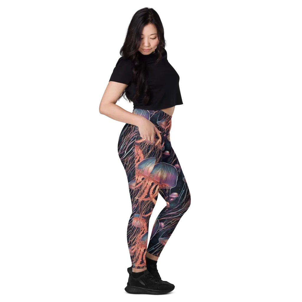 Neon Medusa on Leggings with Pockets — Right