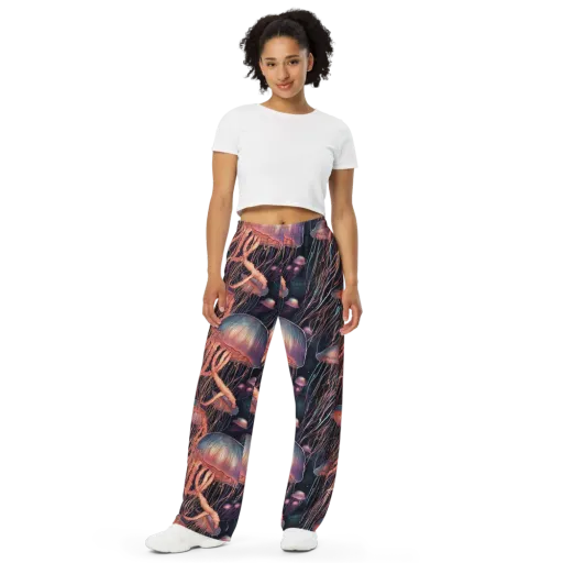 Neon Medusa on a Wide-Leg Pants