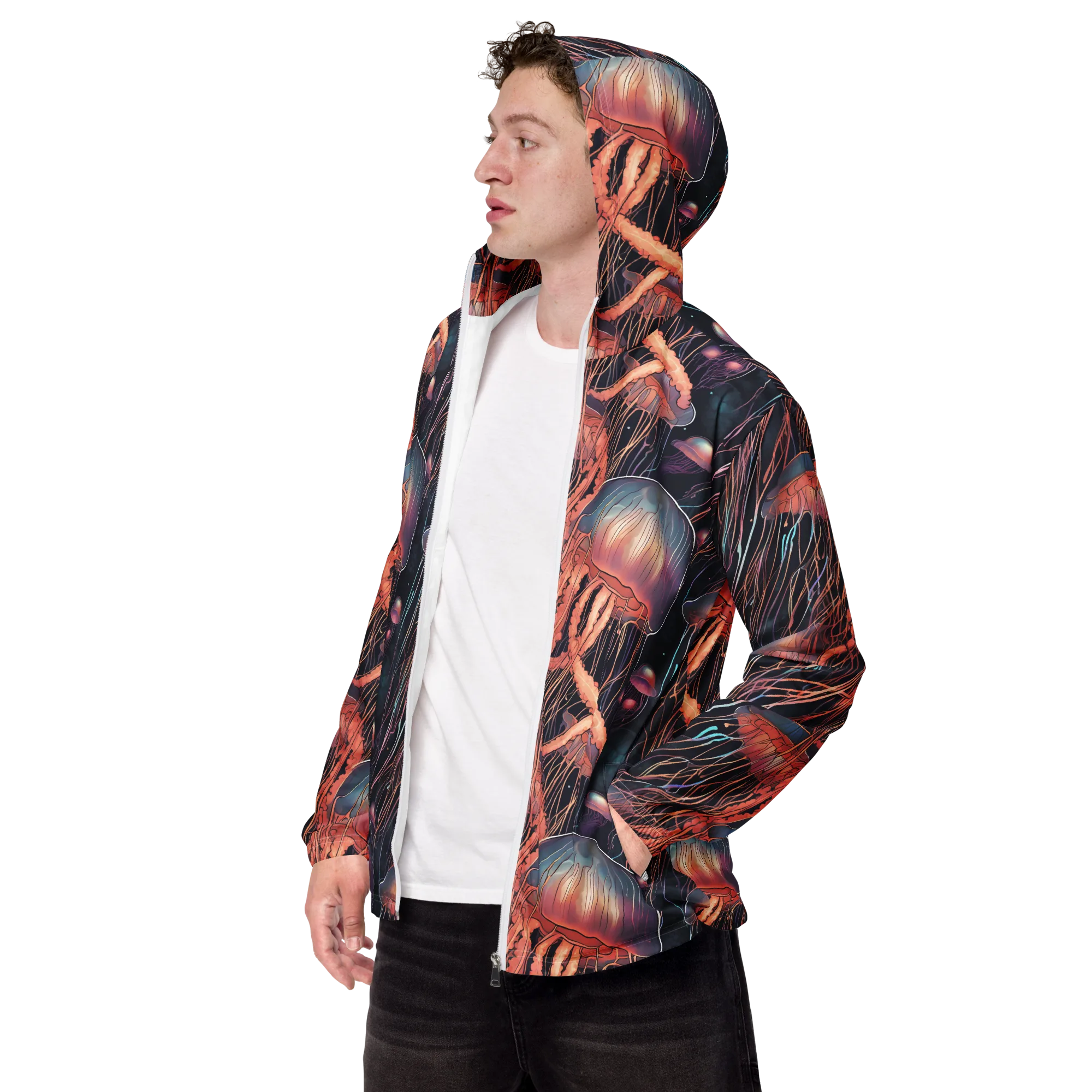 Neon Medusa on Men's Windbreaker — Left Front