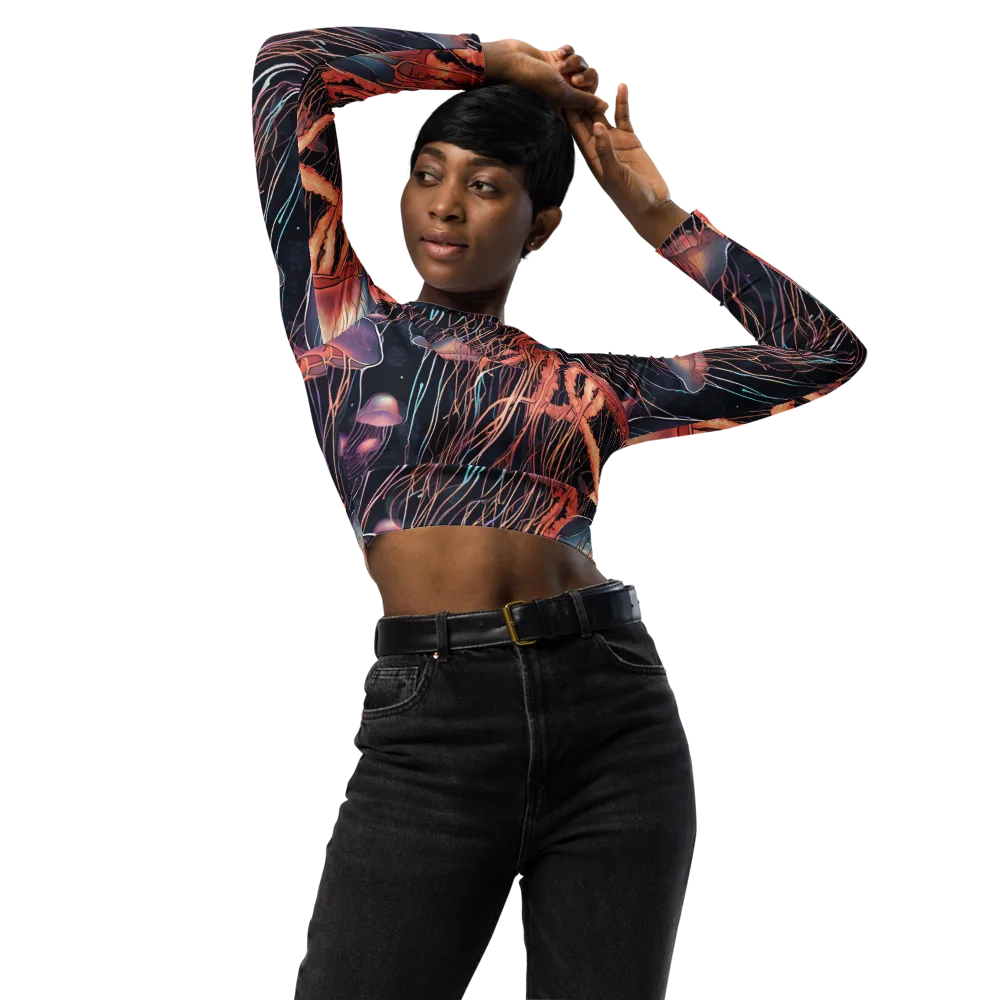 Neon Medusa on Long Sleeve Crop Top — Front