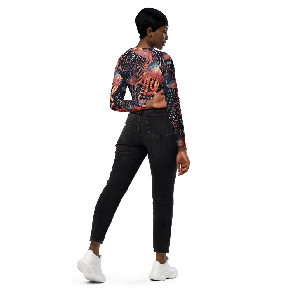 Neon Medusa on Long Sleeve Crop Top — Right Back