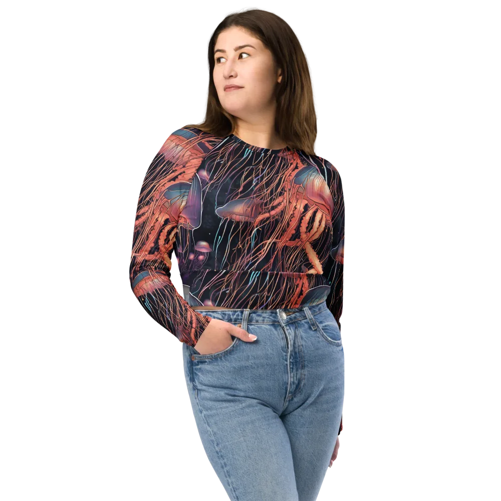 Neon Medusa on Long Sleeve Crop Top — Front