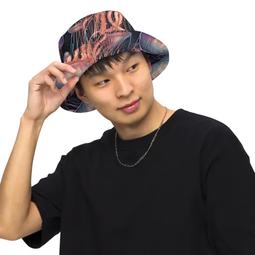 Neon Medusa on a Reversible Bucket Hat