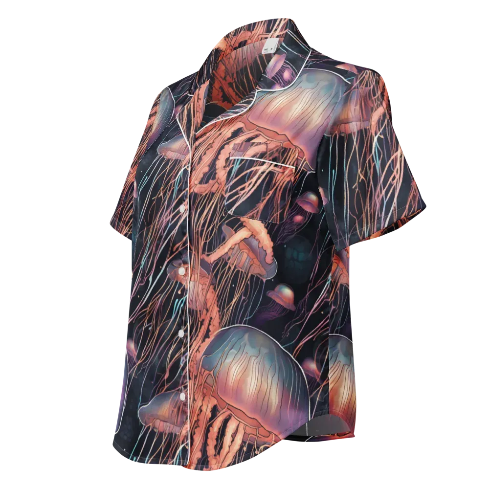 Neon Medusa on Women's Short Sleeve Pajama Top — Left Front