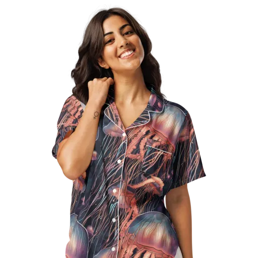 Neon Medusa on a Women's Short Sleeve Pajama Top