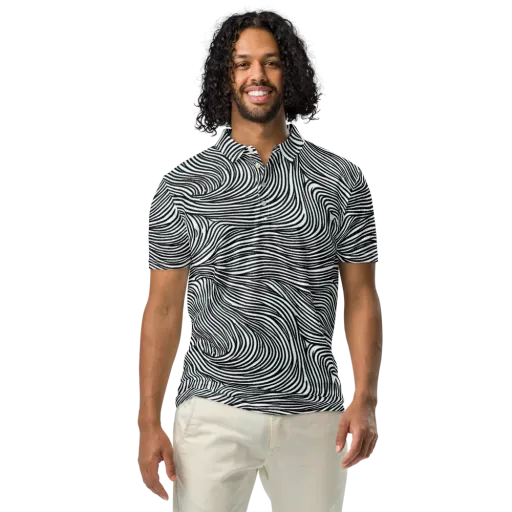 Ink Current on a Men's Slim Fit Polo Shirt
