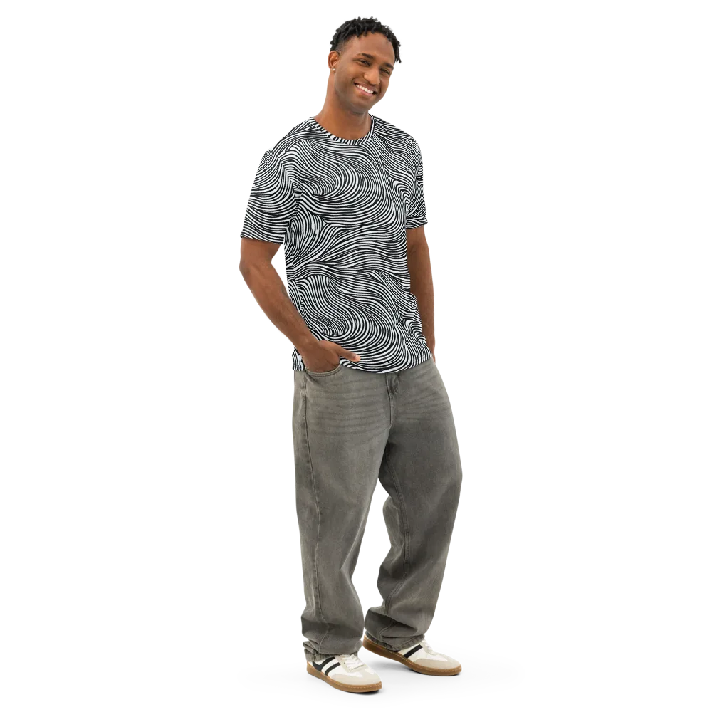 Ink Current on Men's Cotton Crew Neck T-Shirt — Right Front