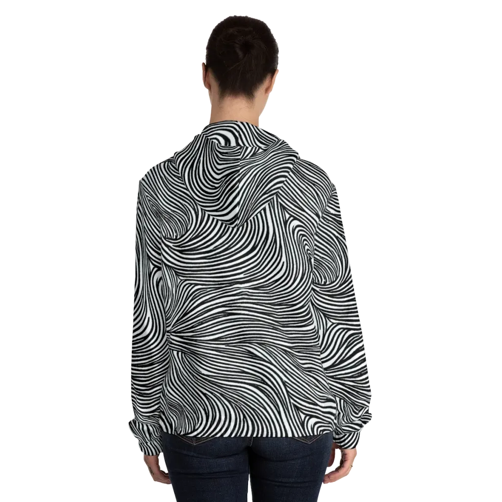 Ink Current on Women's Full-Zip Hoodie — Back On Person