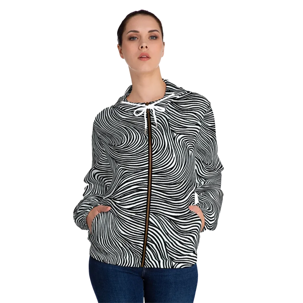 Ink Current on Women's Full-Zip Hoodie — Front On Person
