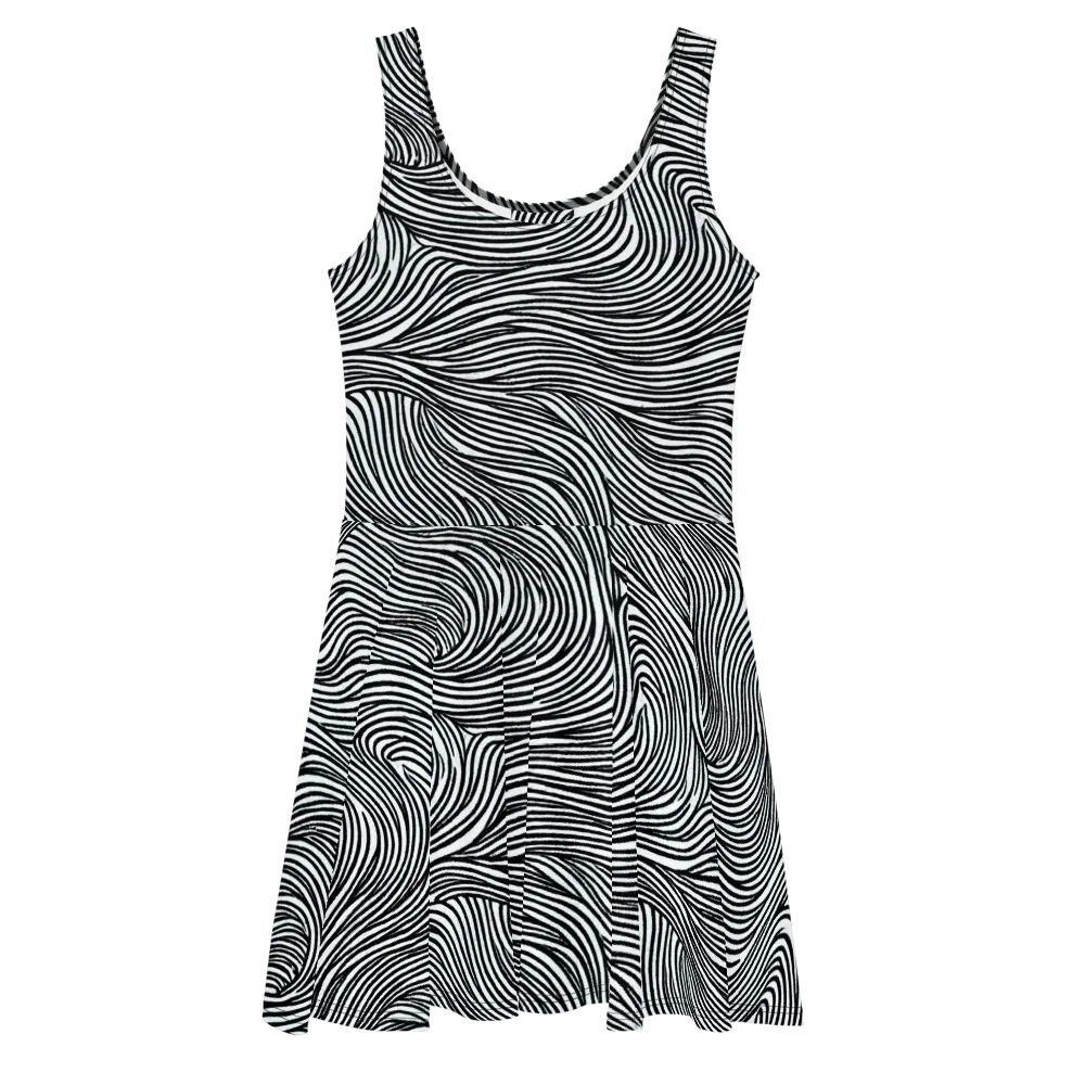 Ink Current on Skater Dress — Front