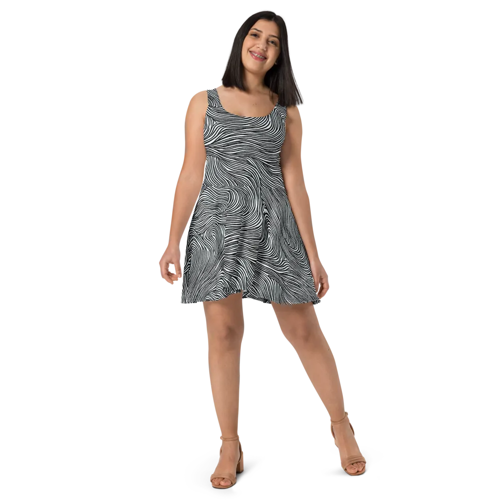 Ink Current on Skater Dress — Front
