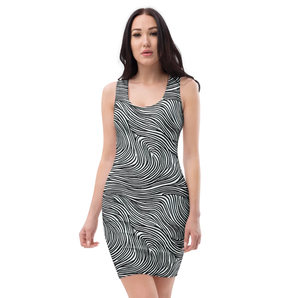 Ink Current on Bodycon Dress — Front
