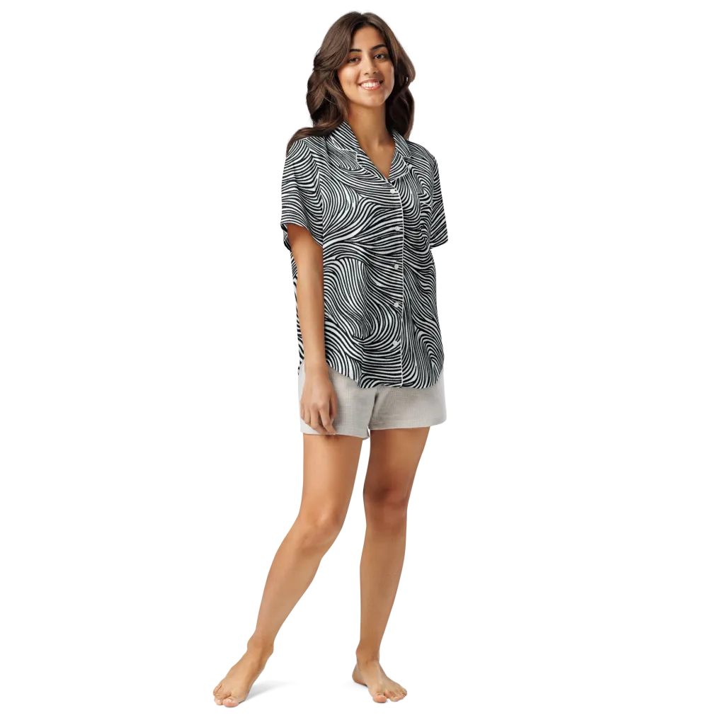 Ink Current on Women's Short Sleeve Pajama Top — Front