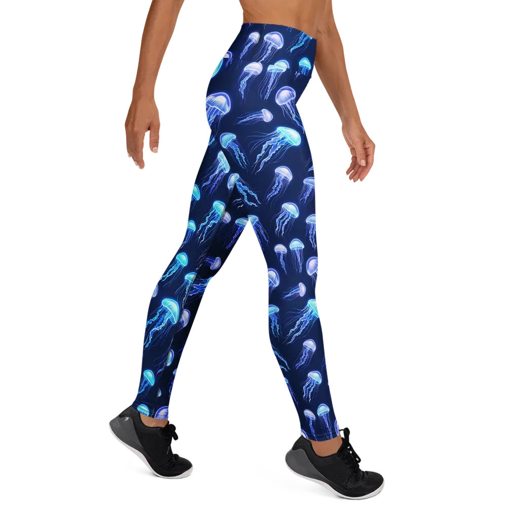 Electric Jellyfish on Yoga Leggings — Right